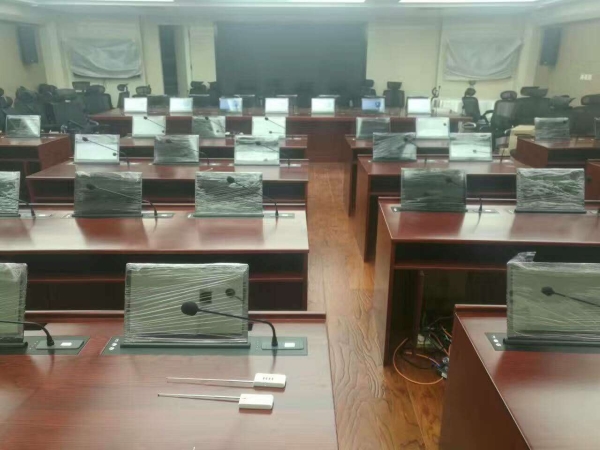 超薄一體升降會議桌帶話筒（含超薄顯示屏話筒、話筒不升降）